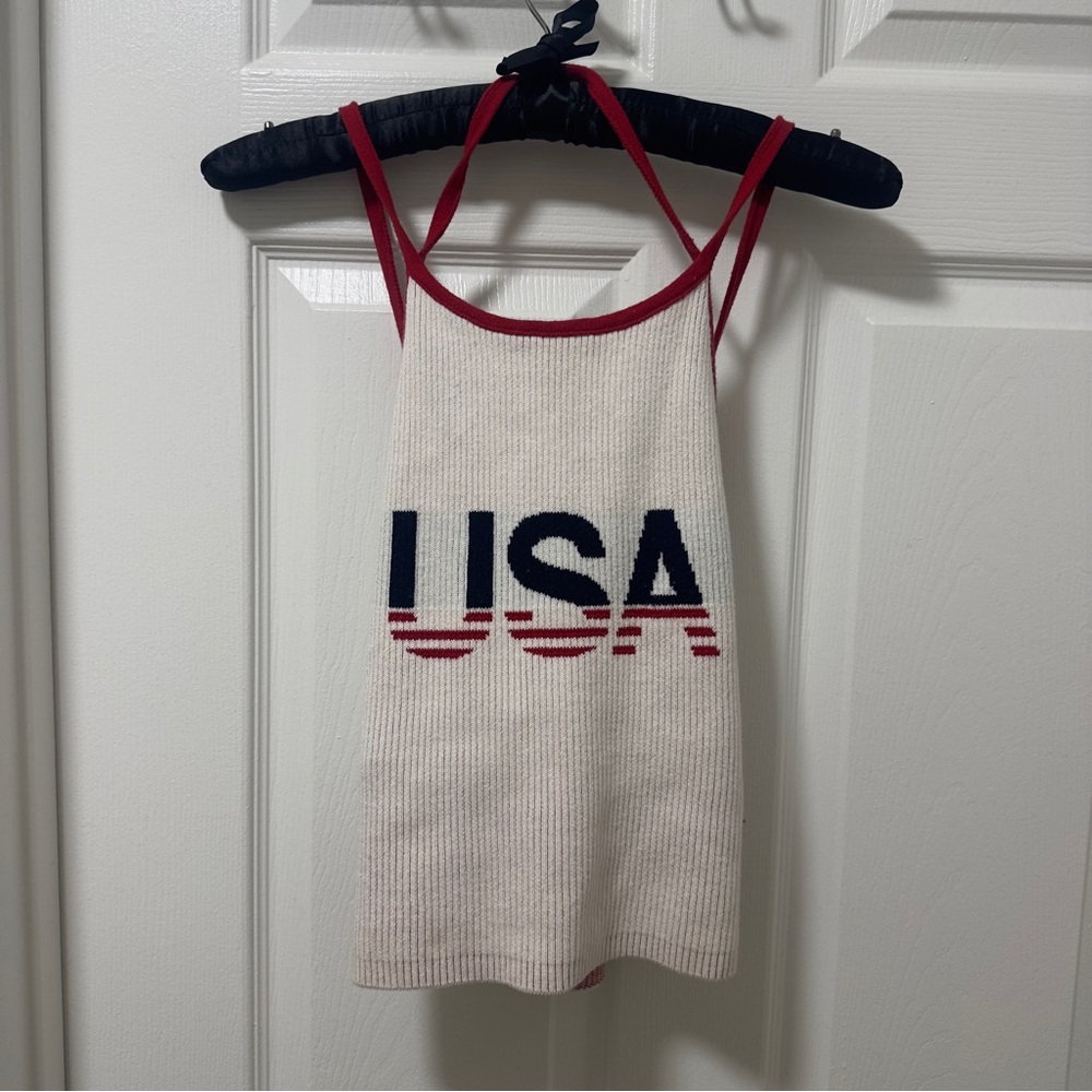 Hollister Cream Tank Top with USA Design